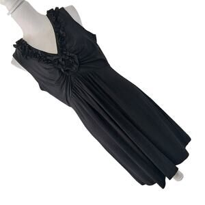 TIANA B! DREAMY, FLOWING BLACK STRETCH, RUFFLED BODICE, PRINCESS CUT DRESS! SZ L
